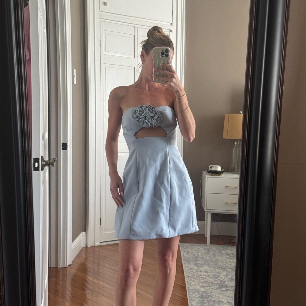 Vintage Strapless Light Blue Dress